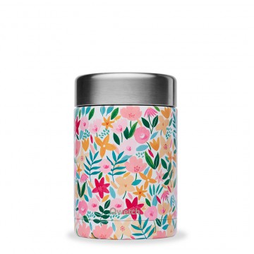 Boîte repas isotherme Flora Pink 600ml Qwetch - Chaud 5h, Froid 7h