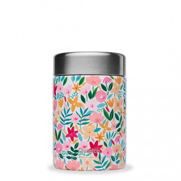 Boîte repas isotherme Flora Pink 600ml Qwetch - Chaud 5h, Froid 7h
