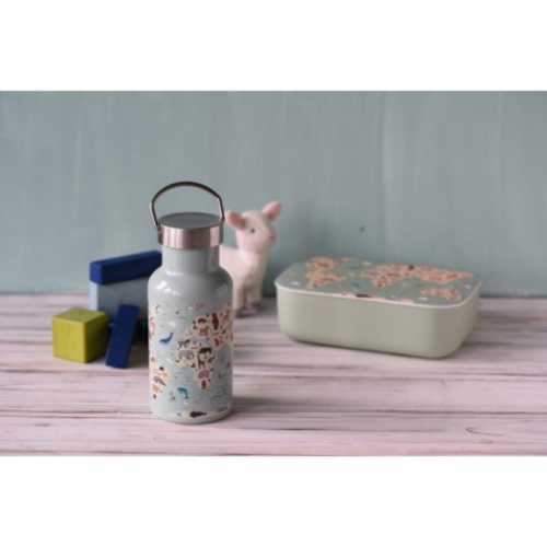Gourde enfant isotherme 3D 350ml - animal map - Chic Mic Gourde enfant isotherme 3D 350ml - animal map - Chic Mic