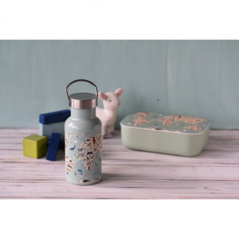 Gourde enfant isotherme 3D 350ml - animal map - Chic Mic Voir la slide Gourde enfant isotherme 3D 350ml - animal map - Chic Mic