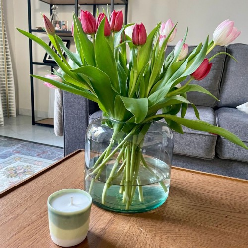 Vase Valencia en verre recyclé vert