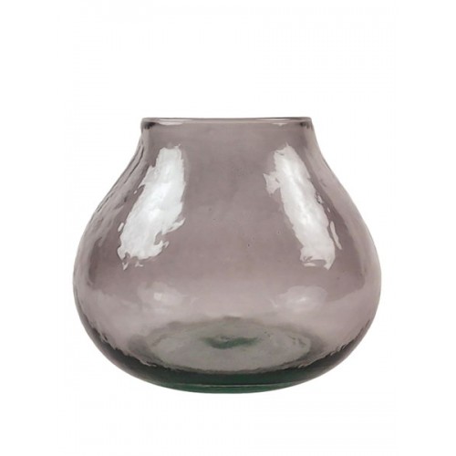 Vase en verre recyclé "goutte" taupe clair