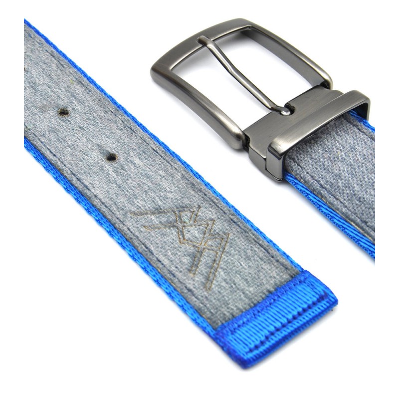 Ceinture upcyclée Skinalp gris/bleu électrique Voir la slide Ceinture upcyclée Skinalp gris/bleu électrique