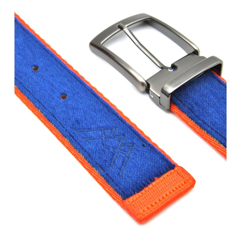 Ceinture upcyclée Skinalp bleu foncé/orange Voir la slide Ceinture upcyclée Skinalp bleu foncé/orange