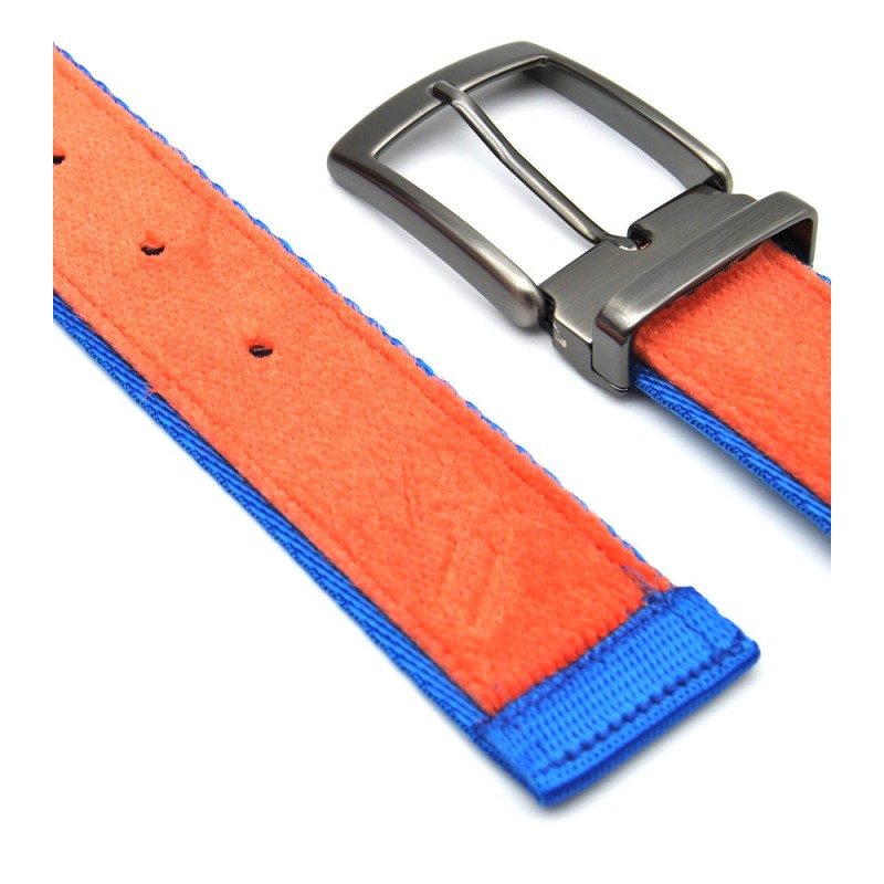 Ceinture upcyclée Skinalp orange/bleu électrique Voir la slide Ceinture upcyclée Skinalp orange/bleu électrique