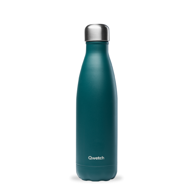Gourde isotherme vert émeraude 750ml - Qwetch, chaud 12h, froid 24h