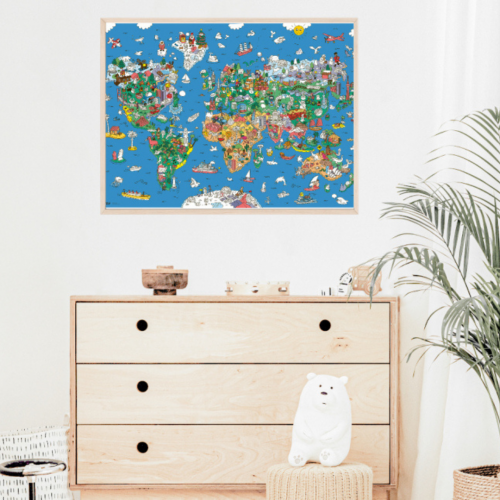 Omy - Poster et Stickers - Atlas - cherche & trouve
