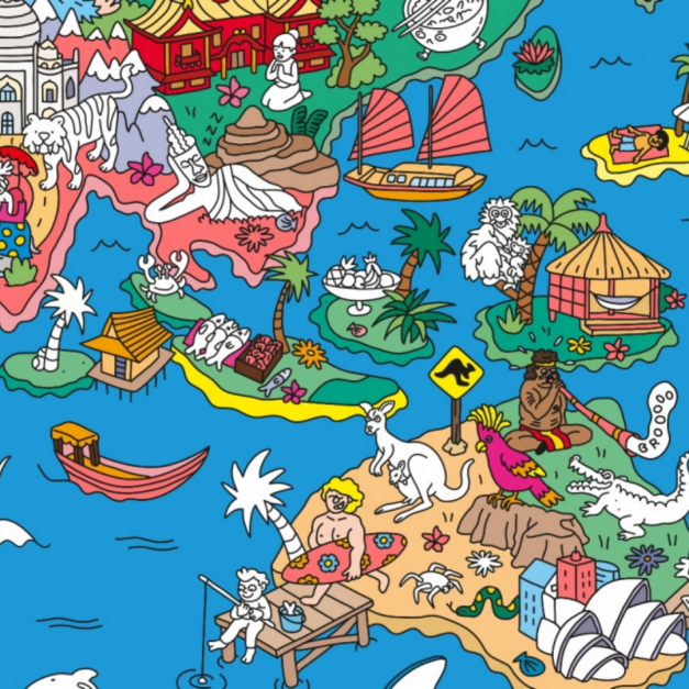 Omy - Poster et Stickers - Atlas - cherche & trouve