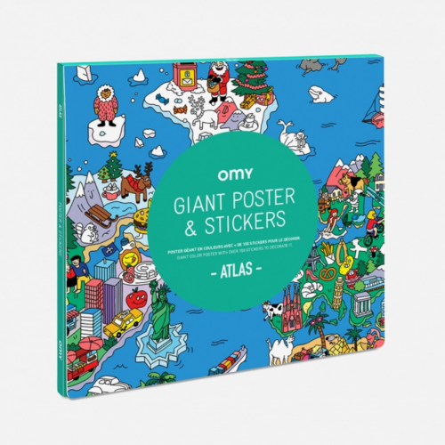 Omy - Poster et Stickers - Atlas - cherche & trouve