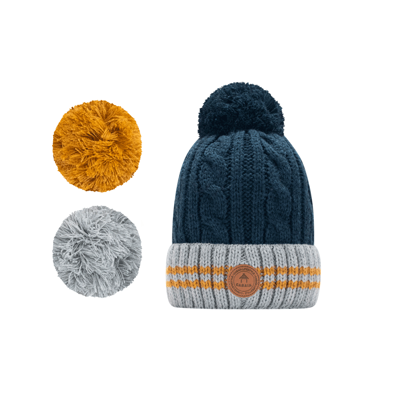 Voir la slide Cabaïa - Bonnet + 3 pompons - Creamy Gin New Navy Mustard
