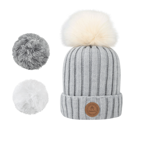 Cabaïa - Bonnet + 3 pompons - Kir Royal Light Grey Cabaïa - Bonnet + 3 pompons - Kir Royal Light Grey