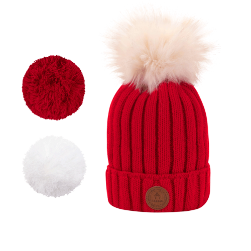 Cabaïa - Bonnet + 3 pompons - Kir Royal Red Cabaïa - Bonnet + 3 pompons - Kir Royal Red