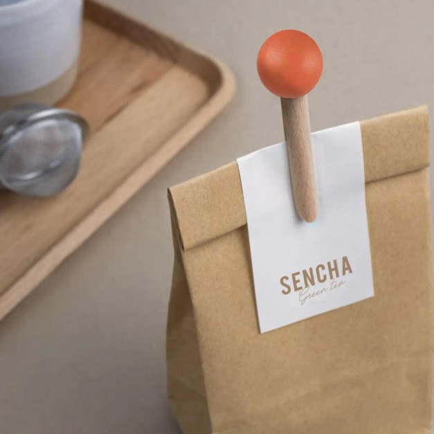 Pince à sachet en bois orange - tout simplement,