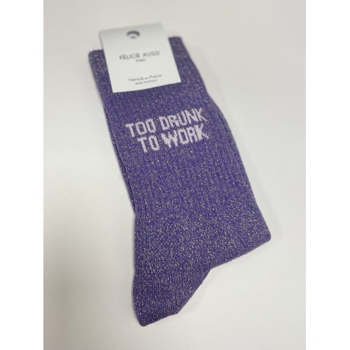 Félicie Aussi - Chaussettes Paillettes "Too Drunk to Work" - Fabriquées en France Félicie Aussi - Chaussettes Paillettes "Too Drunk to Work" - Fabriquées en France