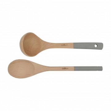 Cookut - Louche et cuillère en bois - Gris perle - Ustensiles pratiques