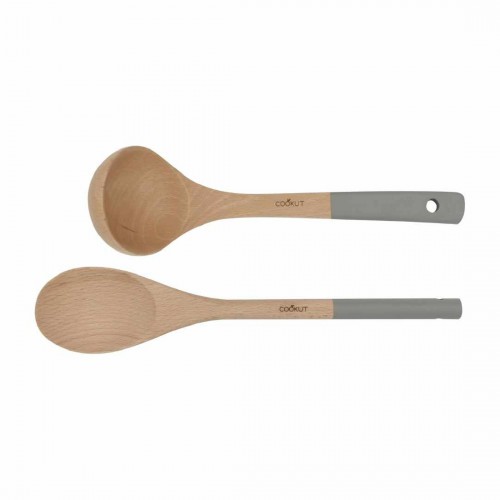 Cookut - Louche et cuillère en bois - Gris perle - Ustensiles pratiques Cookut - Louche et cuillère en bois - Gris perle - Ustensiles pratiques