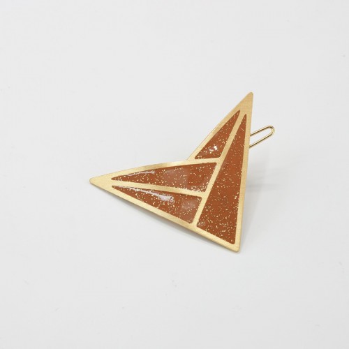 Gypso - Barette Zoé - doré brillant/camel pailleté