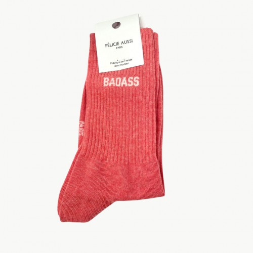 Félicie Aussi - Chaussettes Badass Chinées Rouge Corail Félicie Aussi - Chaussettes Badass Chinées Rouge Corail