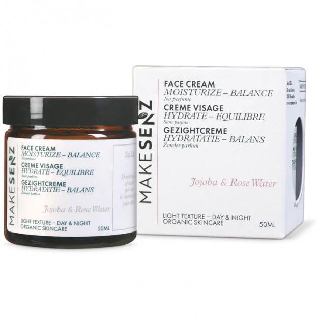 MakeSenz crème visage jojoba et eau de rose hydratante pour tous types de peaux