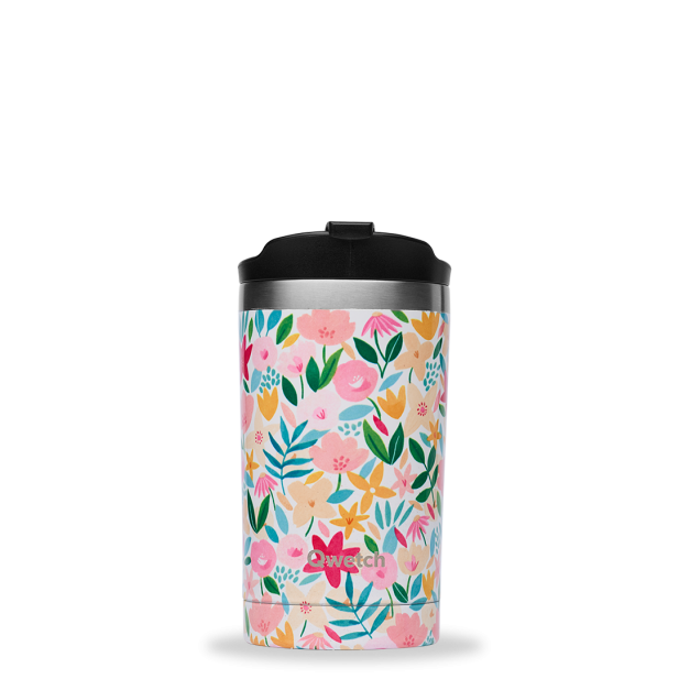 Travel Mug Flora Rose 300 ml - Qwetch, boisson chaude en sécurité