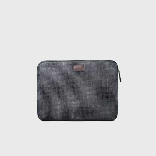 Entre 2 Rétros Pochette ordinateur 15" grise, bandes noire/blanche/vin Entre 2 Rétros Pochette ordinateur 15" grise, bandes noire/blanche/vin