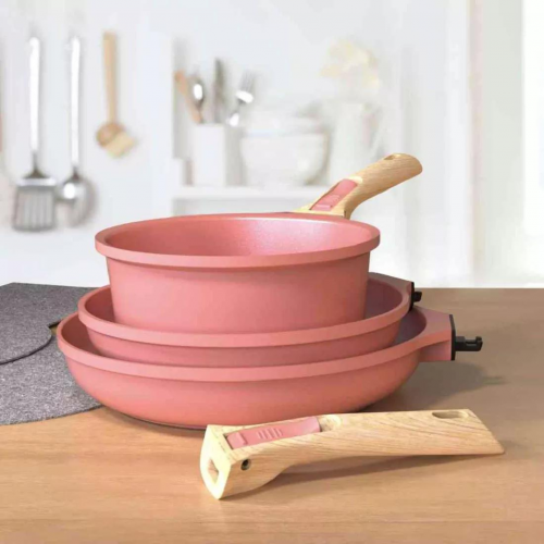 Trio poêles et casserole avec poignées détachables