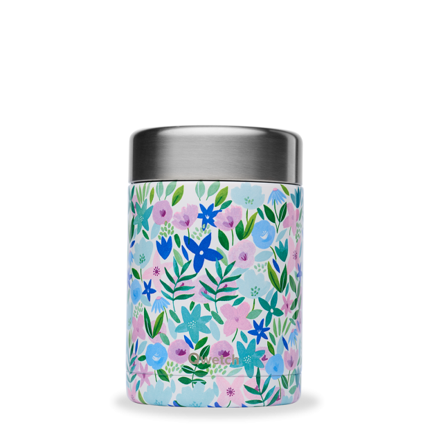 Boîte repas isotherme Flora Blue 600ml Qwetch - Chaud 5h, Froid 7h