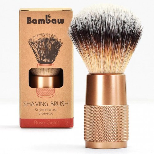 Blaireau de rasage manche en métal Rose - Bambaw Blaireau de rasage manche en métal Rose - Bambaw