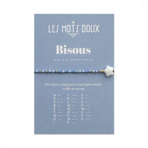 Les Mots Doux - Bracelet enfant Bisous bleu or