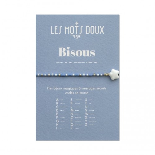 Les Mots Doux - Bracelet enfant Bisous bleu or