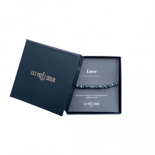 Les Mots Doux - Bracelet homme Love noir marbre argent Les Mots Doux - Bracelet homme Love noir marbre argent