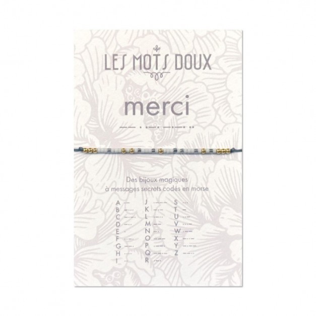 Les Mots Doux - Bracelet Pastel Merci gris clair or
