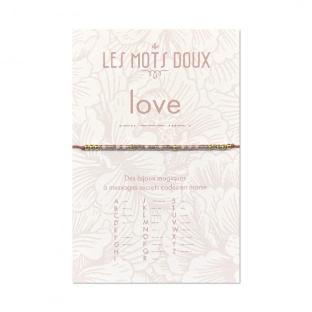 Les Mots Doux - Bracelet Love rose pâle irisé argent