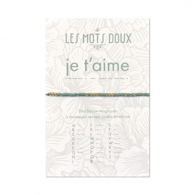 Les Mots Doux - Bracelet Pastel je t'aime vert translucide or