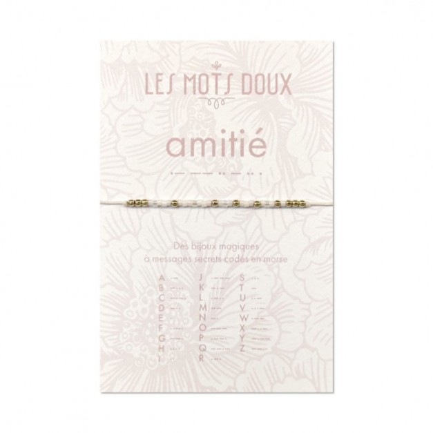 Les Mots Doux - Bracelet Pastel amitié blanc irisé or