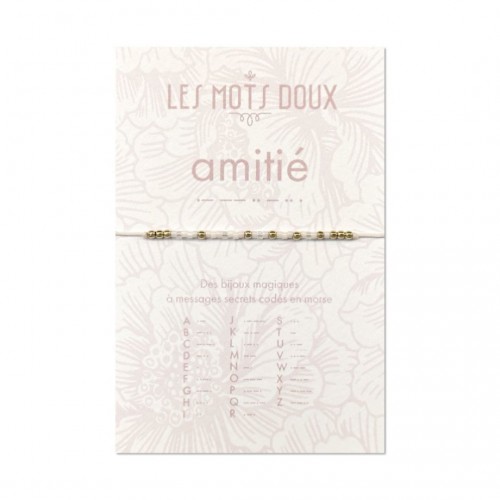 Les Mots Doux - Bracelet Pastel amitié blanc irisé or Les Mots Doux - Bracelet Pastel amitié blanc irisé or