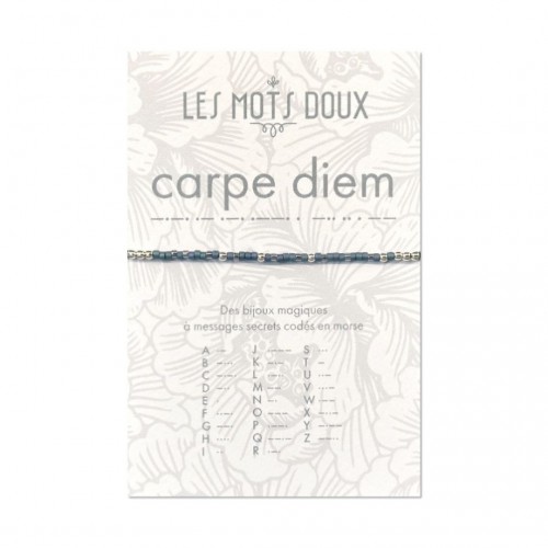 Les Mots Doux - Bracelet Pastel carpe diem bleu canard argent Les Mots Doux - Bracelet Pastel carpe diem bleu canard argent