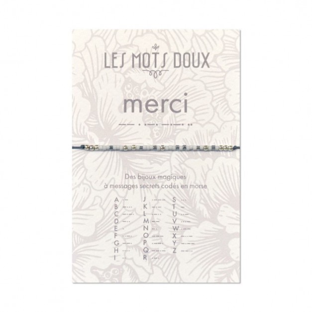 Les Mots Doux - Bracelet Pastel Merci gris clair argent
