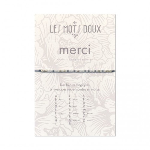 Les Mots Doux - Bracelet Pastel Merci gris clair argent Les Mots Doux - Bracelet Pastel Merci gris clair argent