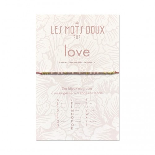 Les Mots Doux - Bracelet Love rose pâle irisé or Les Mots Doux - Bracelet Love rose pâle irisé or