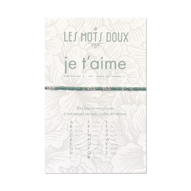Les Mots Doux - Bracelet Pastel je t'aime vert translucide argent