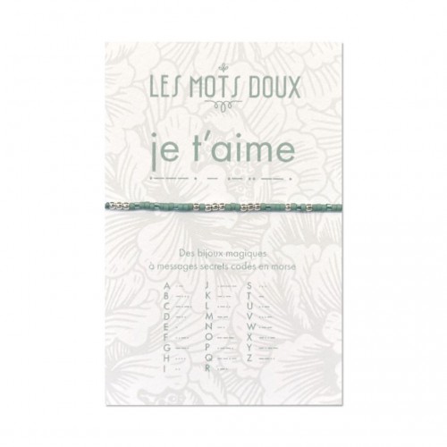 Les Mots Doux - Bracelet Pastel je t'aime vert translucide argent
