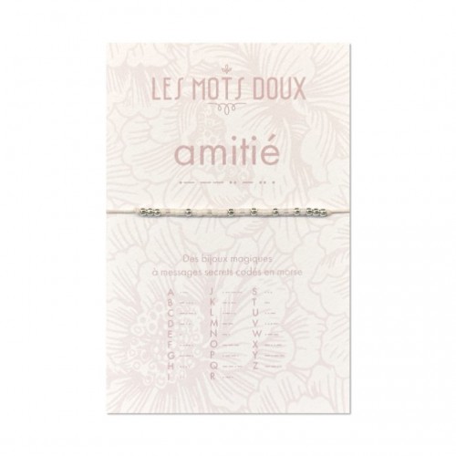 Les Mots Doux - Bracelet Pastel amitié blanc irisé argent Les Mots Doux - Bracelet Pastel amitié blanc irisé argent