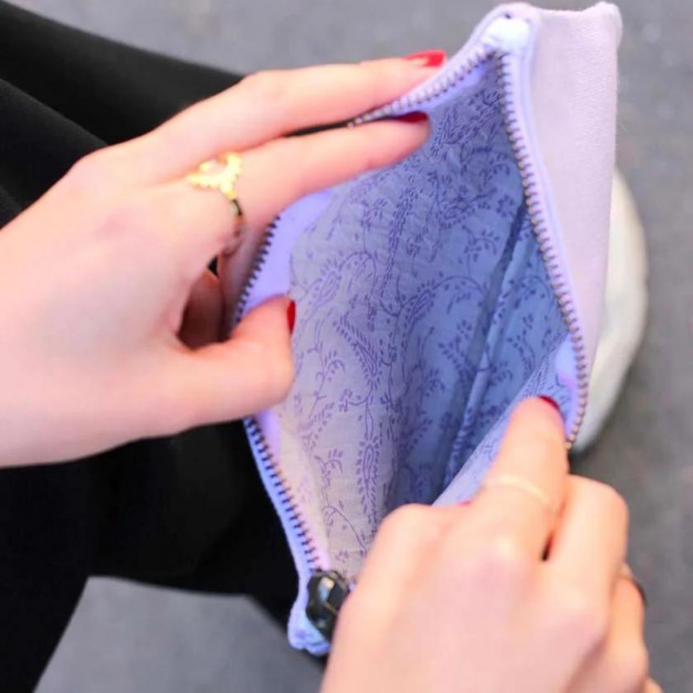 Petite pochette zippée en coton bio GOTS – Idéale pour accessoires
