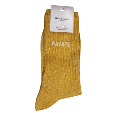 Félicie Aussi - Chaussettes Patate Paillettes Moutarde