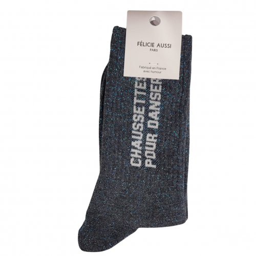 Félicie Aussi - Chaussettes Paillettes Anthracite - Fabriquées en France Félicie Aussi - Chaussettes Paillettes Anthracite - Fabriquées en France