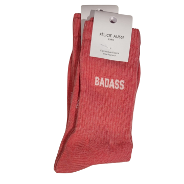 Félicie Aussi - Chaussettes Badass Chinées Rouge Corail