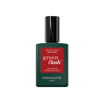 Vernis Semi-Permanent GREEN Flash Red Velvet - Manucurist, 12 Free