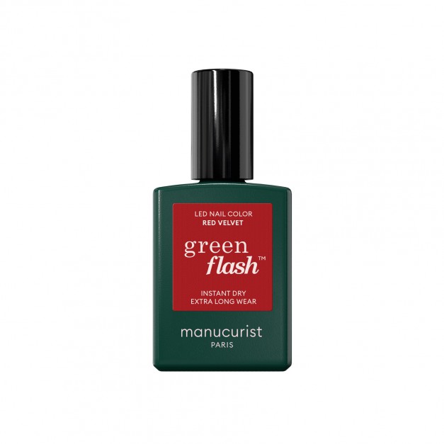 Vernis Semi-Permanent GREEN Flash Red Velvet - Manucurist, 12 Free