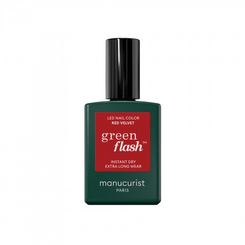 Vernis Semi-Permanent GREEN Flash Red Velvet - Manucurist, 12 Free